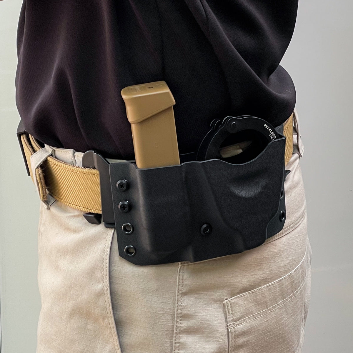 Handcuff Case and Magazine Holster Combo for Polymer/Plastic Magazines,  With Paddle GEN II Attachment