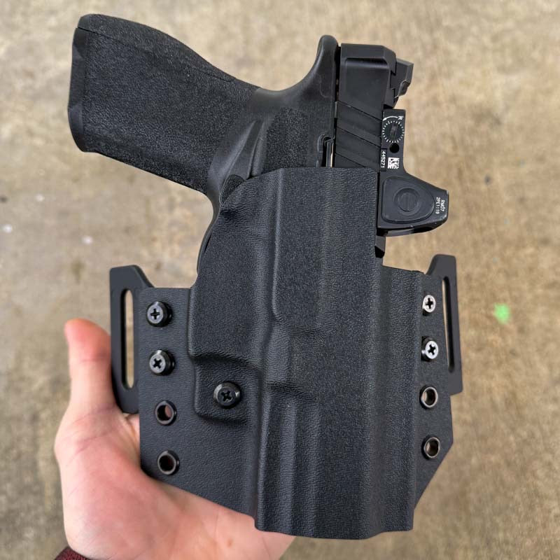 OWB Curved Holster For Springfield Echelon – Red-Dot Friendly, Adjustable Retention, Open Muzzle For Threaded Barrels